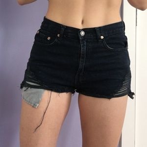 Signature 8 black denim shorts